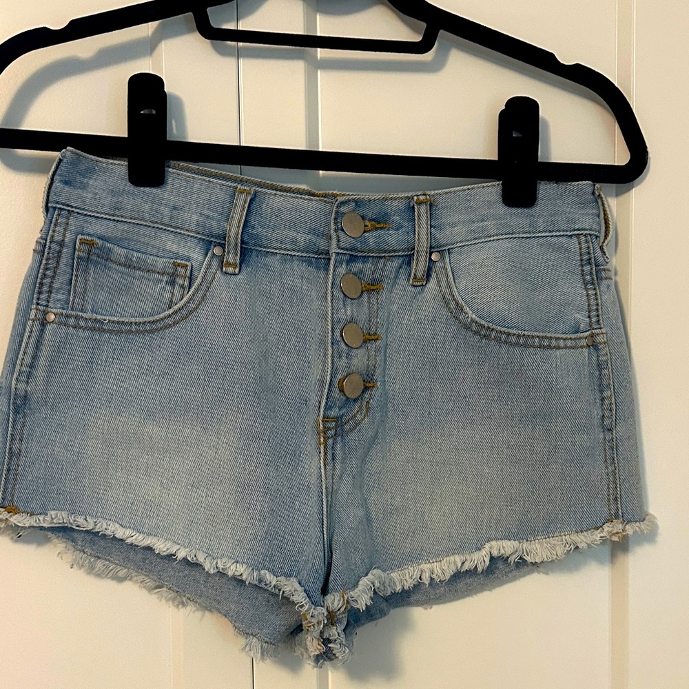 Bullhead Light Blue Button-Fly Jean Shorts